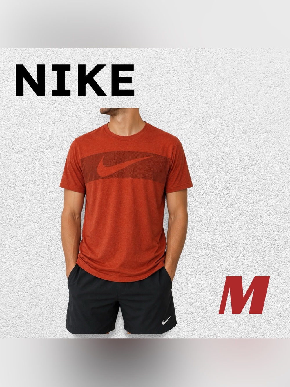 🇺🇸👍GUC NIKE | M | Dri-Fit Athletic performance Orange T-shirt with Big logo